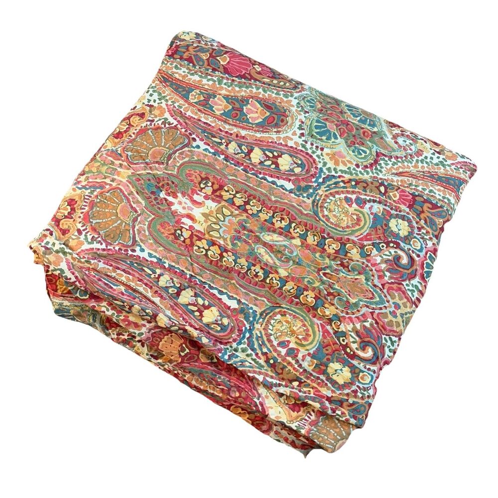 Pottery Barn Rosalie Paisley Full/Queen Duvet Cover 2013 Israel Red Orange